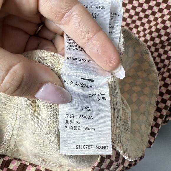 Levi's Womens Mini Dress Square Neck Cotton Pink Checkered Casual Size L - Picture 6 of 13